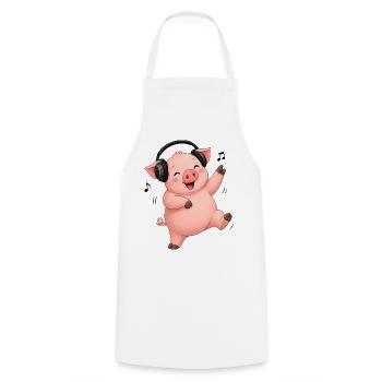 Pig dancing sings farmer farm music - Cooking Apron - white - Front - AI Model Male 185 dark (185cm)