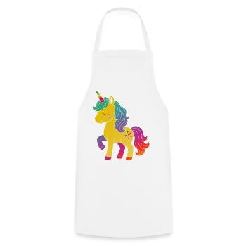 Rainbow Unicorn Cartoon Design - Cooking Apron - white - Front - AI Model Male 185 dark (185cm)