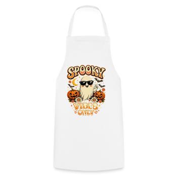 Spooky Vibes Only Ghost Retro Halloween - Cooking Apron - white - Front - AI Model Male 185 dark (185cm)