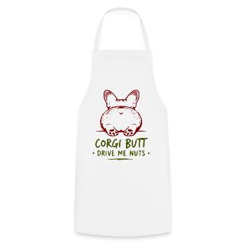 Corgi Butt Humor Shirt - Cooking Apron - white - Front - AI Model Male 185 dark (185cm)