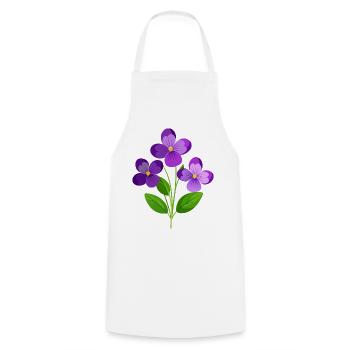 Violets Flower - Cooking Apron - white - Front - AI Model Male 185 dark (185cm)
