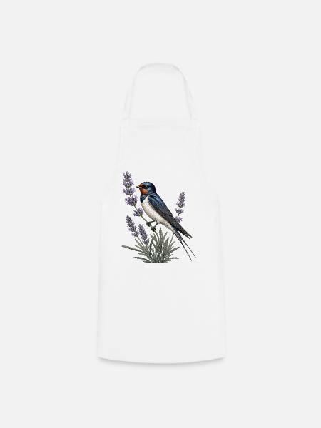 Barn Swallow auf Lavendel - Kochschürze - Weiß