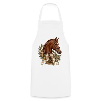 Elegantes Dressurpferd - Kochschürze - Weiß - Vorne - AI Model Male 185 dark (185cm)