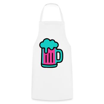 Bierkrug Neon Schaum Icon - Kochschürze - Weiß - Vorne - AI Model Male 185 dark (185cm)