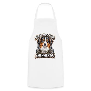 Australian Shepherd  - Kochschürze - Weiß - Vorne - AI Model Male 185 dark (185cm)