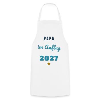 Papa im Anflug 2027 Baby unterwegs - Kochschürze - Weiß - Vorne - AI Model Male 185 dark (185cm)