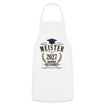 Meister 2027 - Kochschürze - Weiß - Vorne - AI Model Male 185 dark (185cm)