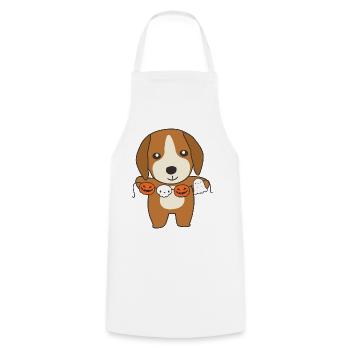 Beagle Happy Halloween Hunde Kostüm - Kochschürze - Weiß - Vorne - AI Model Male 185 dark (185cm)