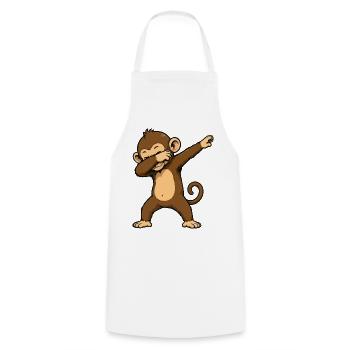 DabAffe Cartoon - Kochschürze - Weiß - Vorne - AI Model Male 185 dark (185cm)