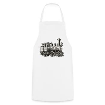 Dampflok Vintage Historische Eisenbahn - Kochschürze - Weiß - Vorne - AI Model Male 185 dark (185cm)