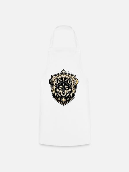 Wolf Crest Geometric Shield - Kochschürze - Weiß