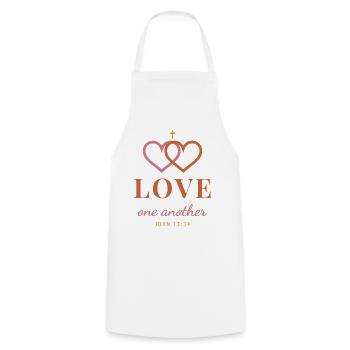 Love One Another – John 13:34 Christian - Kochschürze - Weiß - Vorne - AI Model Male 185 dark (185cm)