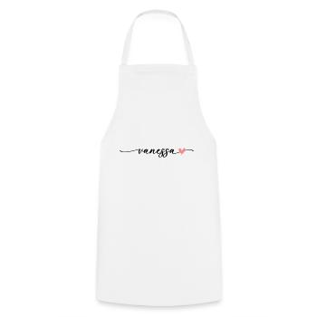 Vanessa Last name First name Calligraphy Font - Cooking Apron - white - Front - AI Model Male 185 dark (185cm)