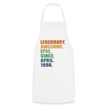 25th Birthday, April 1998, 25 Year Anniversary - Cooking Apron - white - Front - AI Model Male 185 dark (185cm)