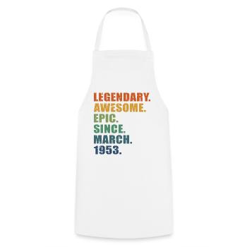 70e anniversaire, mars 1953, 70e anniversaire - Tablier de cuisine - blanc - Devant - AI Model Male 185 dark (185cm)