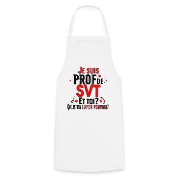 Prof Professeur SVT Sciences Vie Terre Métier - Tablier de cuisine - blanc - Devant - AI Model Male 185 dark (185cm)