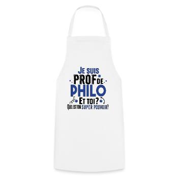 Philo Philosophie Prof Professeur Collège Lycée - Tablier de cuisine - blanc - Devant - AI Model Male 185 dark (185cm)