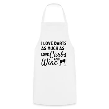I love darts as much as I love carbs and wine - Cooking Apron - white - Front - AI Model Male 185 dark (185cm)