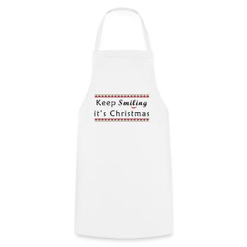 Keep Smiling It's Christmas Christmas Gift - Cooking Apron - white - Front - AI Model Male 185 dark (185cm)