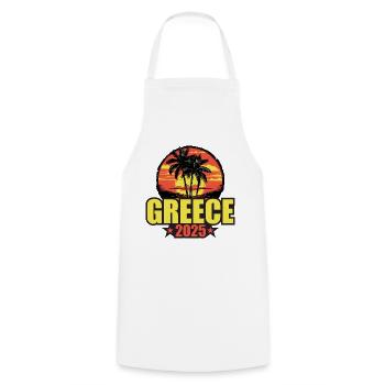 Grèce 2025 Vacances Palmiers Colorés - Tablier de cuisine - blanc - Devant - AI Model Male 185 dark (185cm)