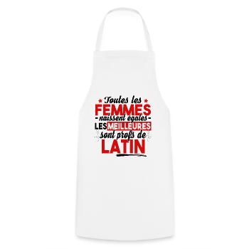 Prof Professeur Latin Métier Citations Noël - Tablier de cuisine - blanc - Devant - AI Model Male 185 dark (185cm)