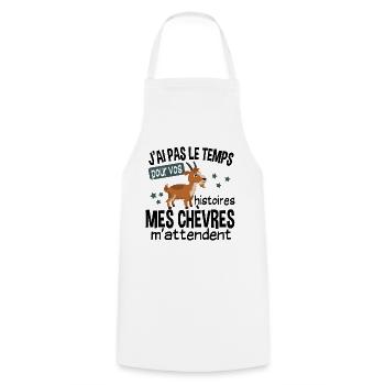 Chèvres Berger Paysan Animal Cadeau Humour - Tablier de cuisine - blanc - Devant - AI Model Male 185 dark (185cm)
