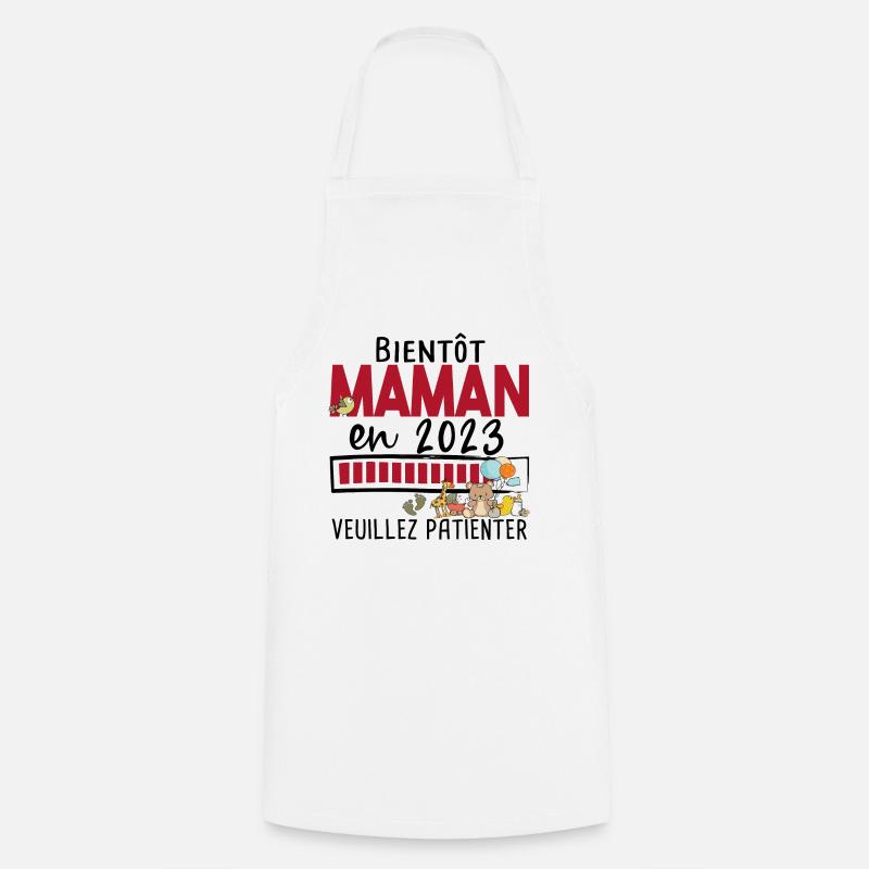 Maman 2023 Mère Bébé Naissance Cadeau Grossesse - Tablier de cuisine - blanc