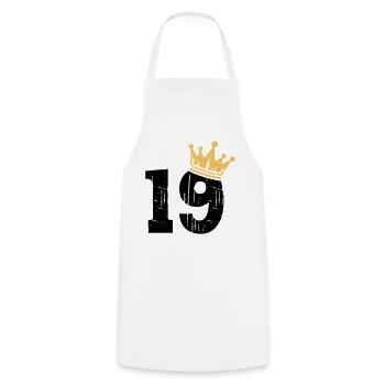 19 Crown 19th Birthday 19 years old - Cooking Apron - white - Front - AI Model Male 185 dark (185cm)