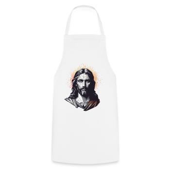 Jesus Vektor Polygon Christus Kopf Religion - Kochschürze - Weiß - Vorne - AI Model Male 185 dark (185cm)