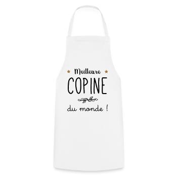 meilleure copine du monde - Tablier de cuisine - blanc - Devant - AI Model Male 185 dark (185cm)
