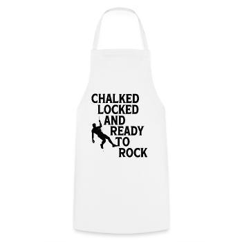 Chalked Locked And Ready To Rock Rock Climber Boul - Kochschürze - Weiß - Vorne - AI Model Male 185 dark (185cm)