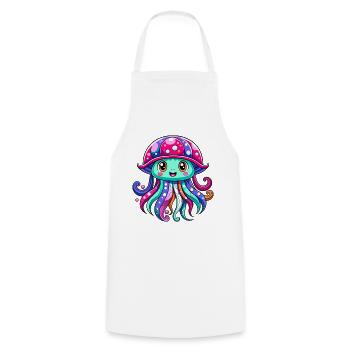 Méduse mignonne - Tablier de cuisine - blanc - Devant - AI Model Male 185 dark (185cm)