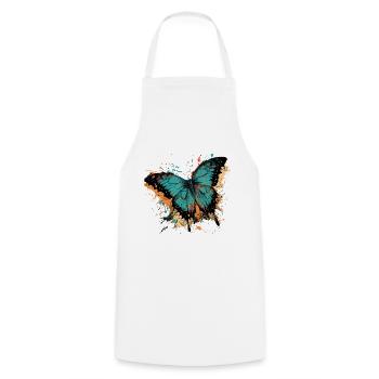 papillon bleu - Tablier de cuisine - blanc - Devant - AI Model Male 185 dark (185cm)