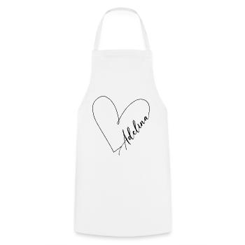 Adelina Name Heart Line - Cooking Apron - white - Front - AI Model Male 185 dark (185cm)