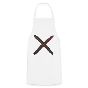 Red X - St. Andrew's Cross Grunge Style red on black - Cooking Apron - white - Front - AI Model Male 185 dark (185cm)