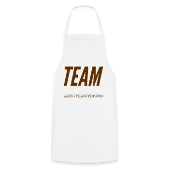 TEAM A-lochbüro. Lustiges T-Shirt für ein Büro : ) - Kochschürze - Weiß - Vorne - AI Model Male 185 dark (185cm)