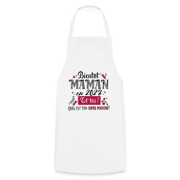 Maman 2023 Super Pouvoir Mère Cadeau Femme Humour - Tablier de cuisine - blanc - Devant - AI Model Male 185 dark (185cm)
