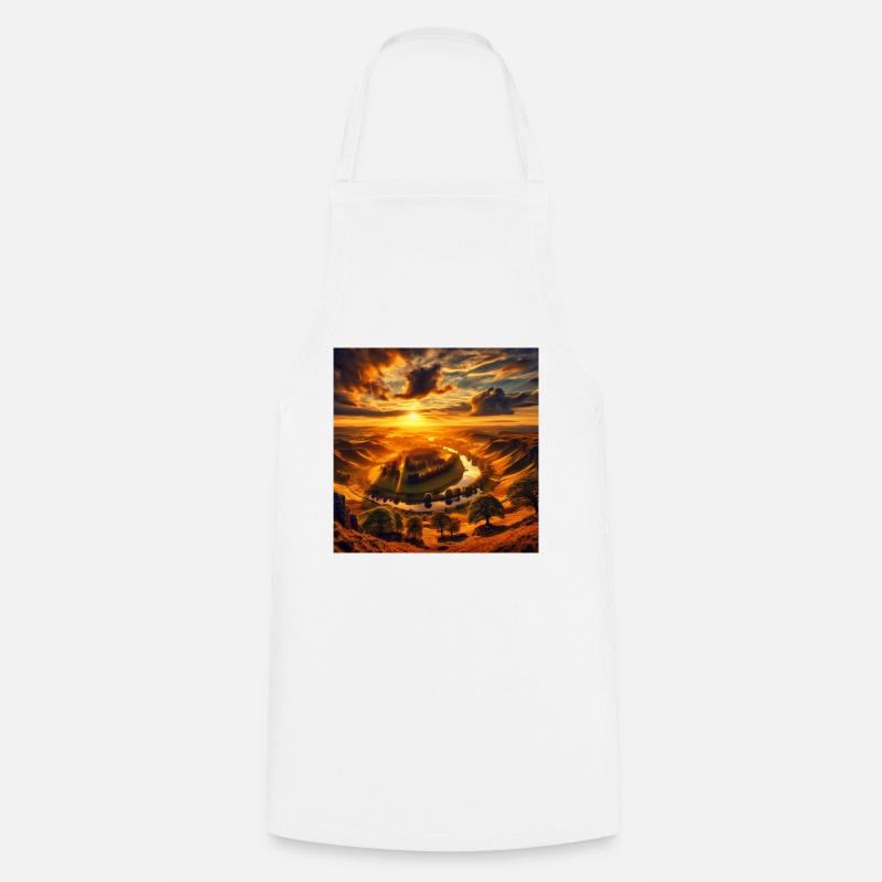 paysage couché de soleil - Tablier de cuisine - blanc