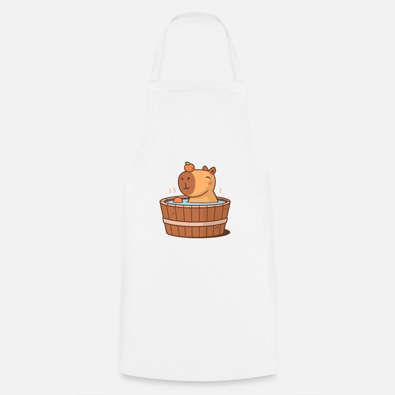 Capybara dans le jacuzzi - Tablier de cuisine - blanc