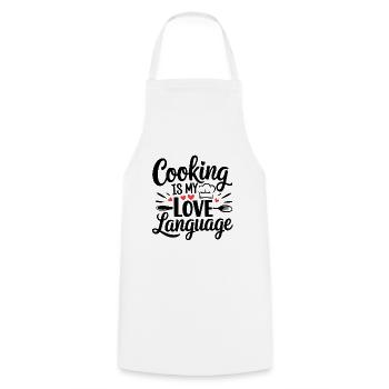 Cooking is my love language - Cooking Apron - white - Front - AI Model Male 185 dark (185cm)