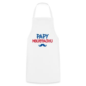 Papy moustachu Cadeau Cool Grand Père Sympa - Tablier de cuisine - blanc - Devant - AI Model Male 185 dark (185cm)