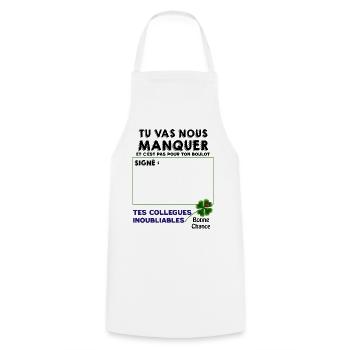 Collègue Humour Départ Cadeau Collègues - Tablier de cuisine - blanc - Devant - AI Model Male 185 dark (185cm)