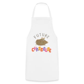 Future chasseuse annonce grossesse bebe fille - Tablier de cuisine - blanc - Devant - AI Model Male 185 dark (185cm)