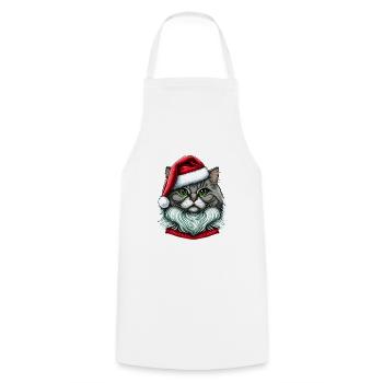Beautiful cat wearing Christmas hat - Cooking Apron - white - Front - AI Model Male 185 dark (185cm)