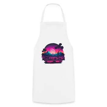 Œuvre d’art Vaporwave - Tablier de cuisine - blanc - Devant - AI Model Male 185 dark (185cm)