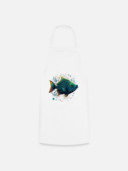 Fisch mit offenem Maul - Kochschürze - Weiß