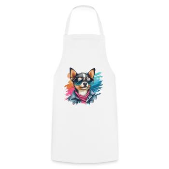 Chihuahua Splash Kunst - Kochschürze - Weiß - Vorne - AI Model Male 185 dark (185cm)