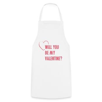 Valentinstags Geschenk / Will you be my Valentine? - Kochschürze - Weiß - Vorne - AI Model Male 185 dark (185cm)