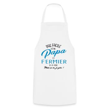 Papa et fermier - Tablier de cuisine - blanc - Devant - AI Model Male 185 dark (185cm)