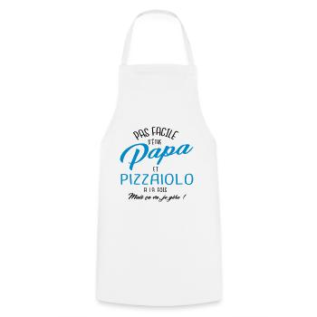 Papa et pizzaiolo - Tablier de cuisine - blanc - Devant - AI Model Male 185 dark (185cm)